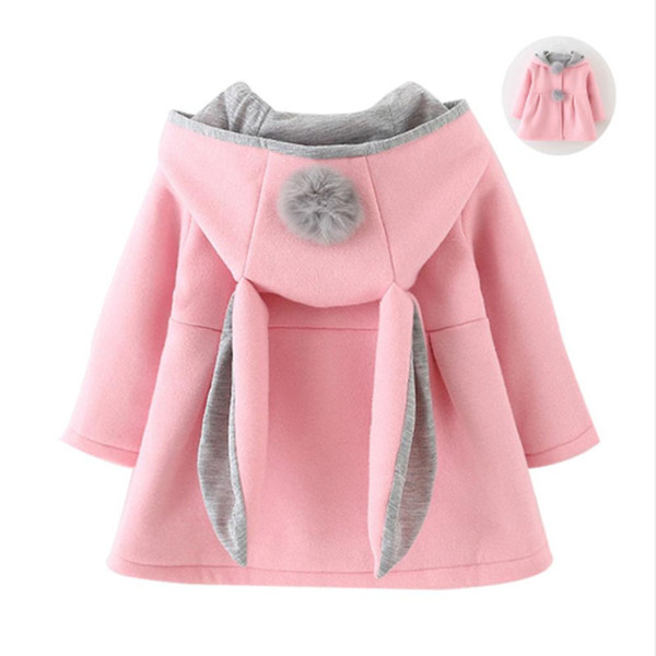 Cute Rabbit Ear Hooded Baby Girls Coat New Autumn Tops Kids Warm Jacket Outerwear & Coat Children Clothing Baby Wear Girl Coats