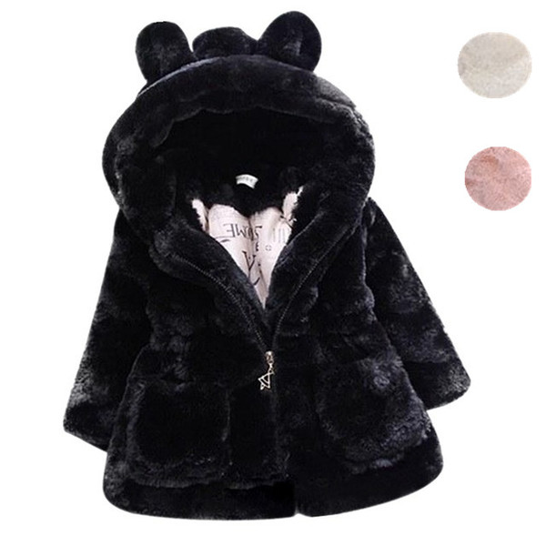 Cold Winter Baby Girls Clothes Faux Fur infant Coat Rabbit Ears Warm kids Jacket Snowsuit Outerwear