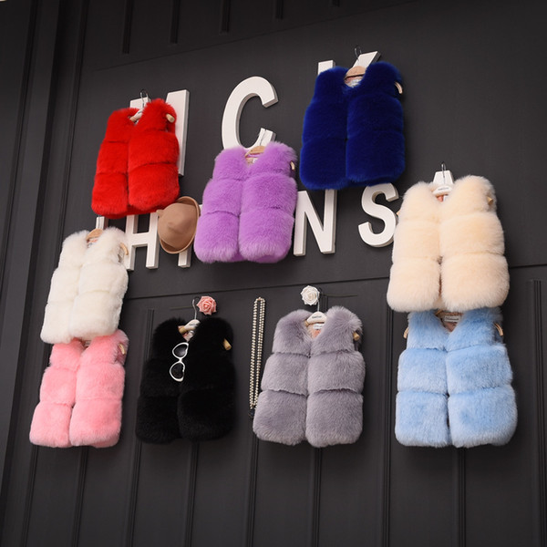 Kids Faux Fur Waistcoat Autumn Winter Thick Warm Baby Vest Girls Children Sleeveless Coat Outerwear