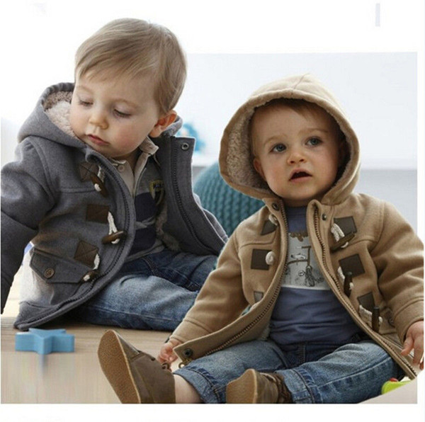 Baby Boy Warm Fleece Hooded Coat Horn Button Outerwear Snowsuit Toddler Winter Jacket