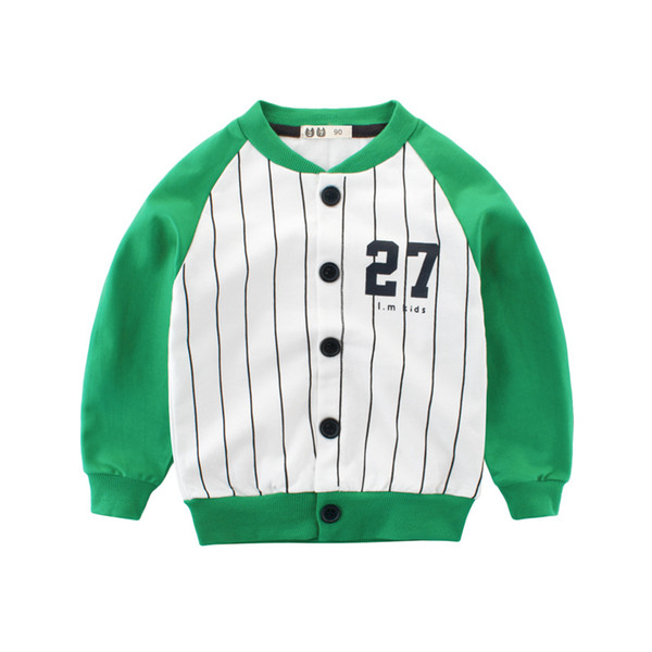 Children Boy Clothes 3t Casual Cotton Boys Coats Spring Autumn Striped Patchwork Letters Kids Boys Jackets Long Sleeve Outerwear Coats Green