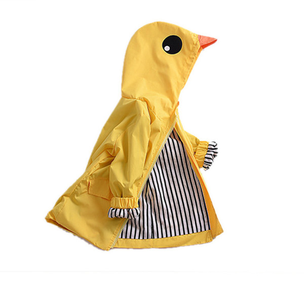 Children clothing baby clothes Girls Trench Coat Cute Cartoon costumes Duck Full Sleeve Hooded Jackets Toddler Baby Boys Outerwear Yellow