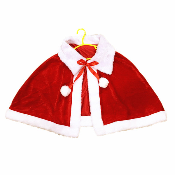 Free Shipping Kids Girls Red Capes Christmas Costumes Clothes Winter Outerwear Cape Pleuche Short Plush Cloak Coats Girl Children Clothing