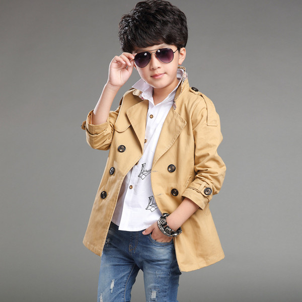 2019 New Arrival Pydownlake Baby Boys Trench Coat 5T-16T Children Double Breasted Long Sleeve Outwear Kids Jackets Fashion Overcoat