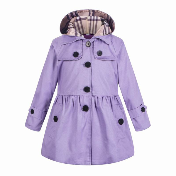 2019 new children's clothing girl spring and autumn princess coat solid color medium-long single breasted trench babys outerwear