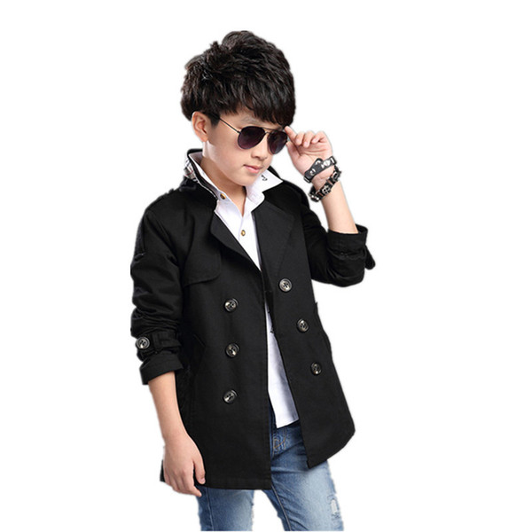2019 New Arrival Pydownlake Baby Boys Trench Coat 5T-16T Children Double Breasted Long Sleeve Outwear Kids Jackets Fashion Overcoat