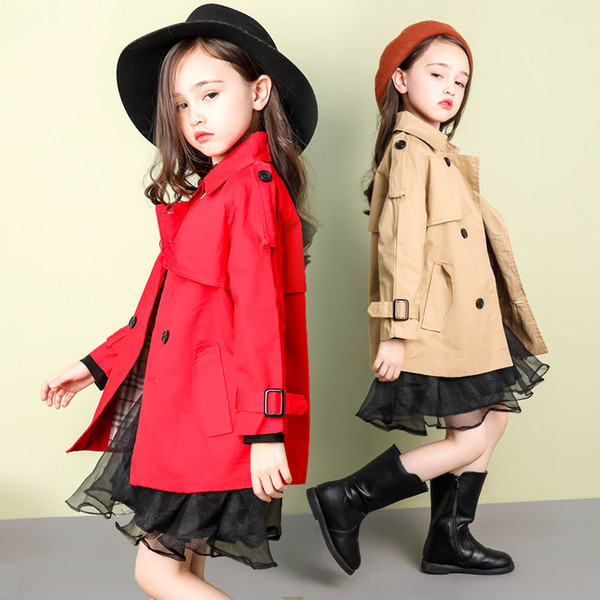 2020 New Girls jacket children's clothing girl trench coat kids jacket fashion girl coats Winter Trench Wind 4-13Y Girls Outerwear