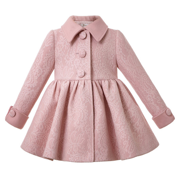 Pettigirl Pink Winter Girls Coats Woolen Collar Single Breasted Baby Girl Clothing Pattern Coat G-DMOC206-A335