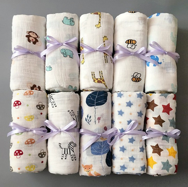 Top quality Infant muslin blanket INS baby swaddle wrap blanket towelling baby spring summer Swaddlin Cactus animal 115*115cm 70 style DHL