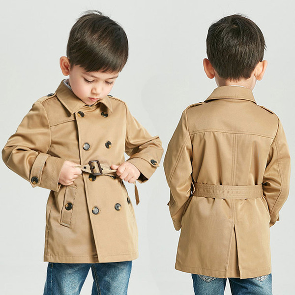 Retail kids designer winter trench coat boys British style long casual sport trench coat fashion luxury jackets outwear jacket clothing