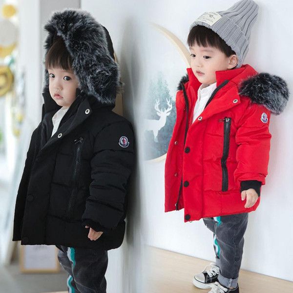 2018 Kids Down Jacket Thickening White Duck Down Warm Coat Baby Girl Boy Big Raccon Fur Parkas Toddler Boys Warm Jacket