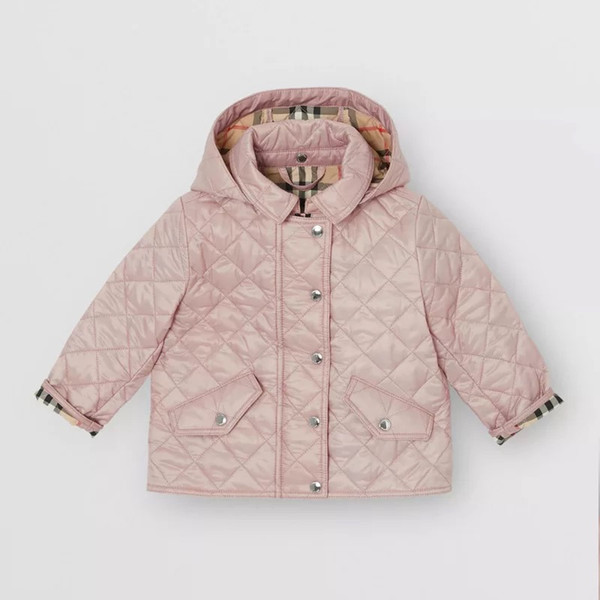 Detachable hooded diamond quilted cotton padded clothing winter children coat thickened