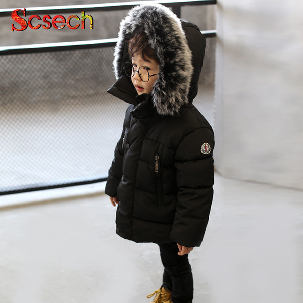 New Fashion Baby Boys Jackets Fur collar Autumn Winter Jacket Kids Warm Hooded Children Outerwear Coat Boys Girls Clothes SSA36