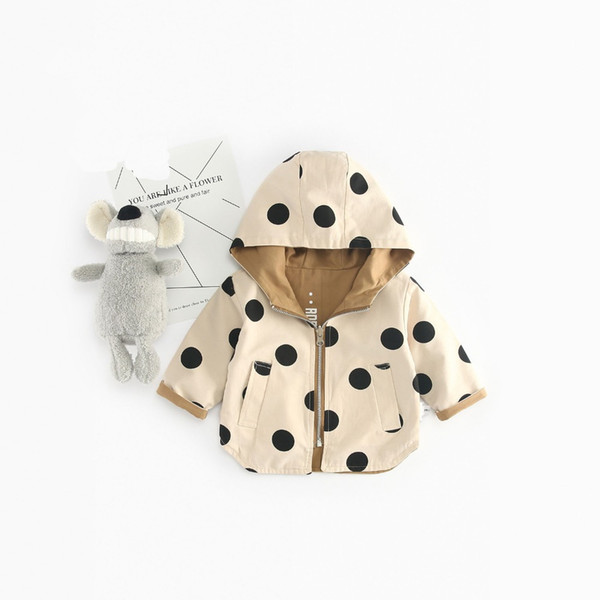 Baby Girls Long Sleeve Hooded Polka Dot Zipper Jacket Kids Casual Outerwear Coats Infant Clothing casaco roupas de