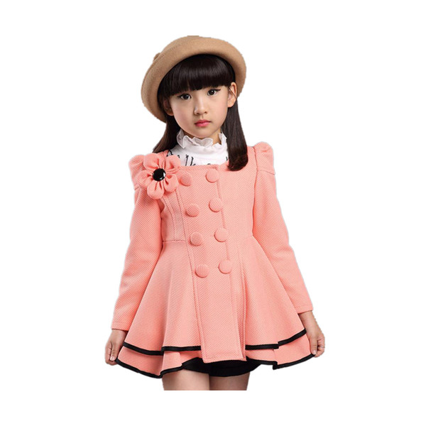 elegant girl's causal cardigan coat solid flower cotton jacket coat for 3-12years girls children kids outerwear clothes coat hot