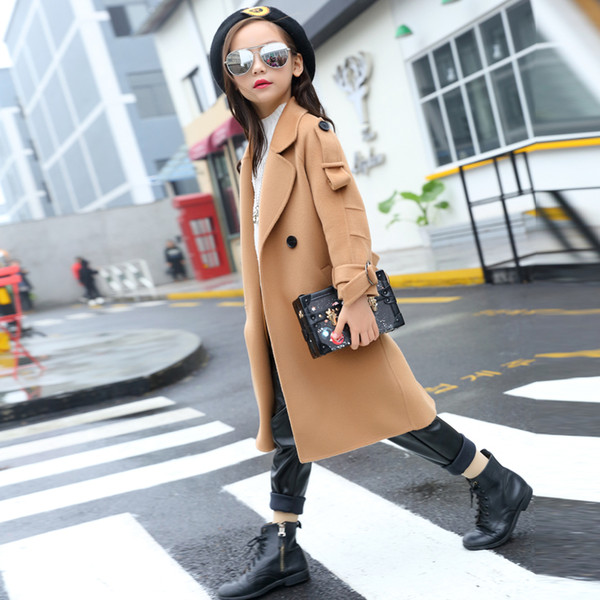 Winter Autumn Trench Coat Jacket For Girls Teenagers Jackets 2018 Kids Teens Fashion Outwear 5-13 years warm children clothing