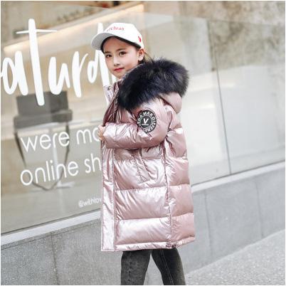 Kids Brand Down Coat Boys and Girls Luxury Outwear Children Solid Color Coat Warm Keeping Hooded Bright Coat New Fashion Style 2019 Winter