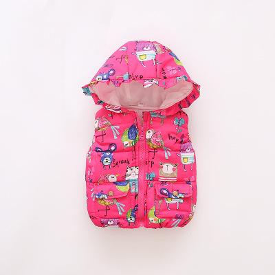 Wholesale children's cartoon print sleeveless coat children's gilets baby girl coat children's warm coat with zipper girls vest hot sale