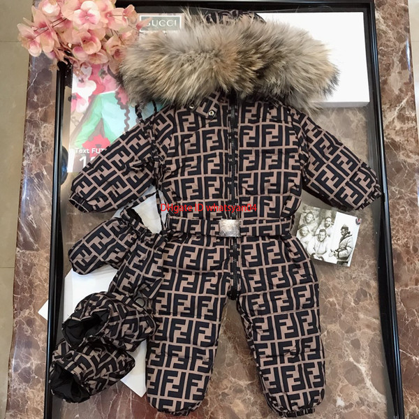 newBaby down jacket kids designer clothing winter new baby jumpsuit cover letter pattern design goose down feather filled jumpsuit custom