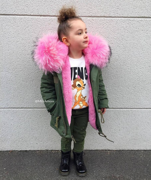 2018 Winter Boys Girls Jackets Detachable Faux Fur Liner Children Pink Overcoats Baby Boy Children Winter Outwear For Girls