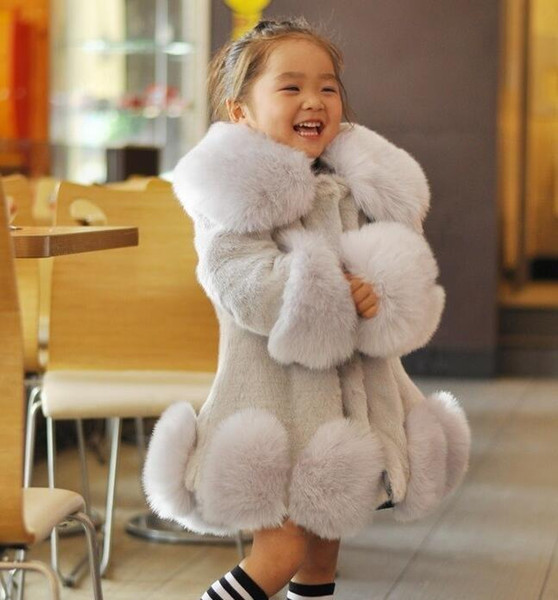 Hot sales 2018 NEW Fashion Girls Faux Fur Jacket Warm Children Winter Jacket Children Tops Patched Fur for Girl