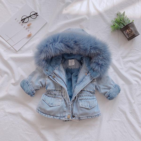 2019 Designer Girl's cotton-padded Winter coat baby jeans thick winter coat Kids Designer Clothes Girls Denim Clothing