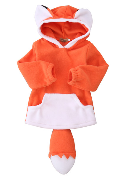 Cartoon Fox Baby Boys Girls Kids Coat Hoodie Jacket Sweater Pullover Outwear Polar Fleece Cartoon Hoodie Coat Warm Fox Jacket