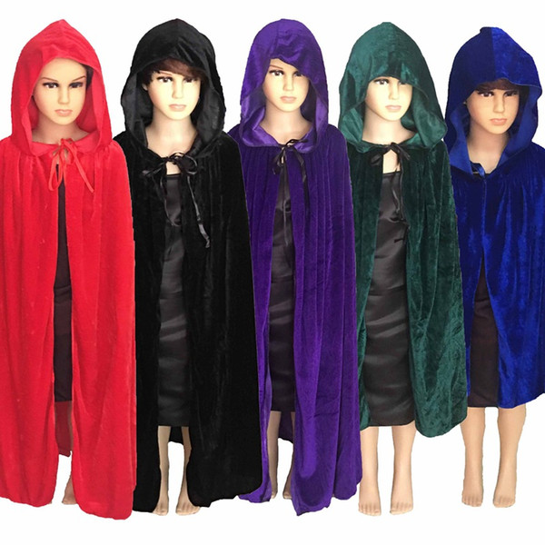 Children's Multicolor Halloween Cloak COS Death Long Cape Sorcerer Witch Prince Princess Cloak Cape Item JXW314
