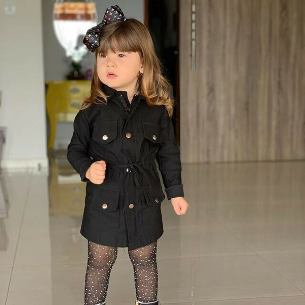 Winter Coat Baby Girls Jacket 2019 Kids Girls Long Sleeve Winter Warm Outerwear Lapel Horn Button Fashion Children Windbreaker