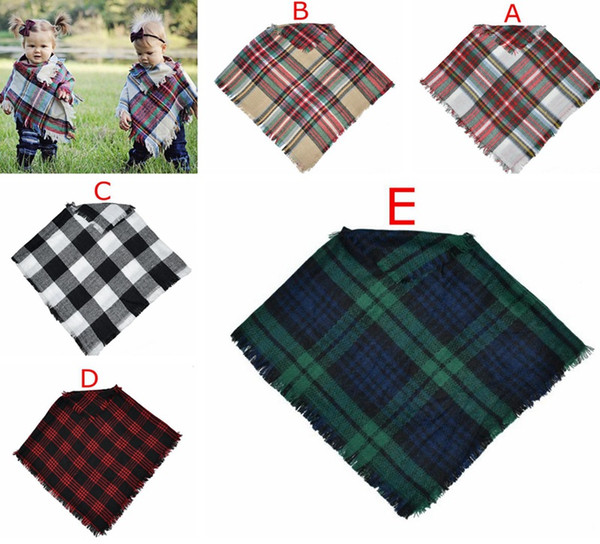 INS GIRLS Kids Plaid Cloak Cape Poncho Photography Prop Baby Boy Girl Poncho Plaid Knitted Pashmina Shawl Poncho 5color CHOOSE FREE SHIP