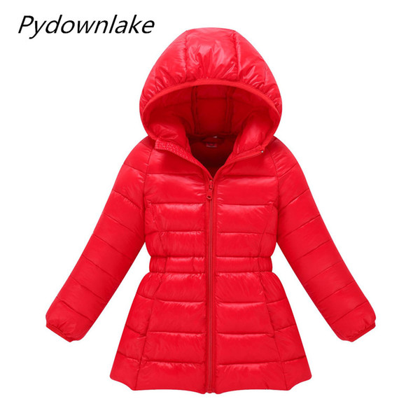 2019 Fashion Girls Autumn Winter Jacket Parkas Kids Warm Hooded Down Cotton Coats Outwear Children Soild Cotton Padded Overcoat