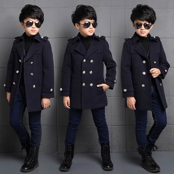 2019 sale real boy overcoat jacket gentleman style solid thick windbreaker coat for 5-16yrs boys kids children warm outerwear clothes