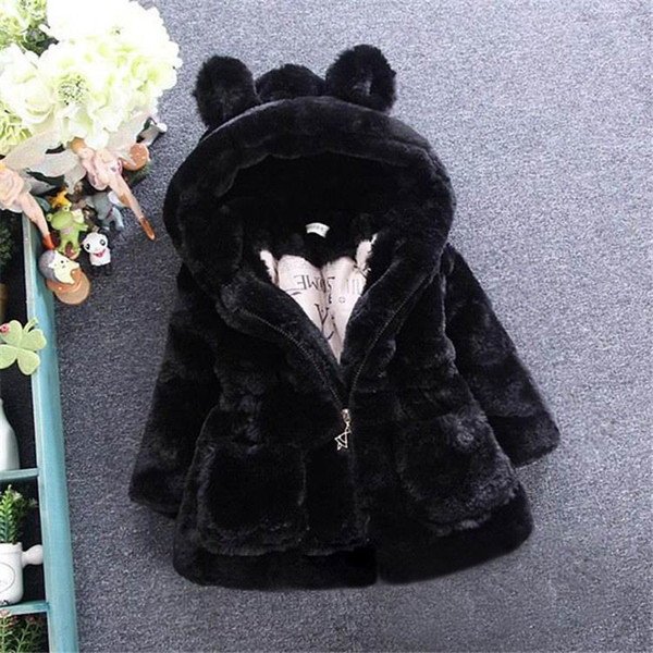 Baby Winter Waistcoat Children's Rabbit Ears Fur Girls Artificial Fur Faux Fur Fabric Clothes Coat Outwear New