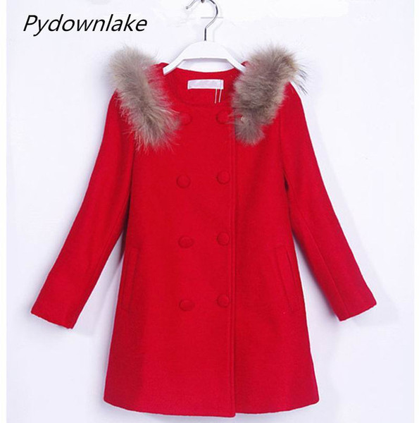 2018 Children's clothing wholesale girl autumn spring new Style Korean children coat red woollen overcoat girls