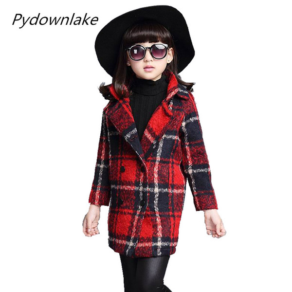 Pydownlake Girl Plaid Coat Kids Thickness Winter Autumn Fashion Childern Red Green Grey Jackets Blouson Enfant Outwear Baby Clothing