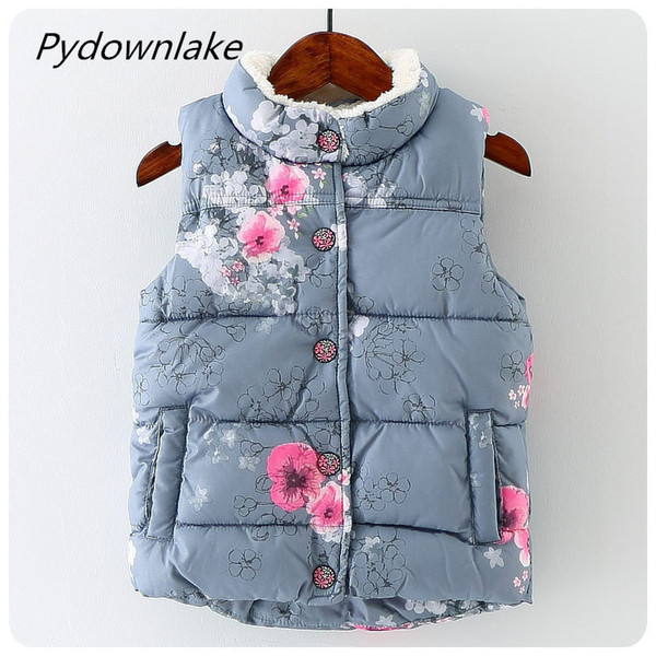 Hot Sale Kids Autumn Spring Winter Baby Girls Vests Butterfly Printed weskit without Hooded Outerwear Padded waistcoat