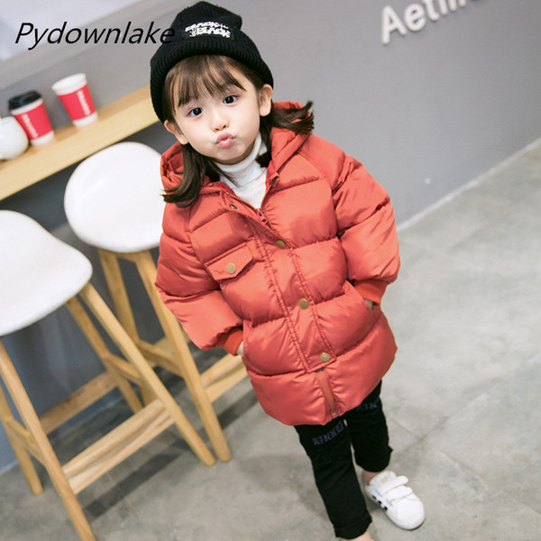 Pydownlake Cotton Children's Down Jacket Baby Clothing Baby Boys Jacket 2018 Winter Outerwear Warm Hooded Long Sleeve Jacket for A Boy Girl