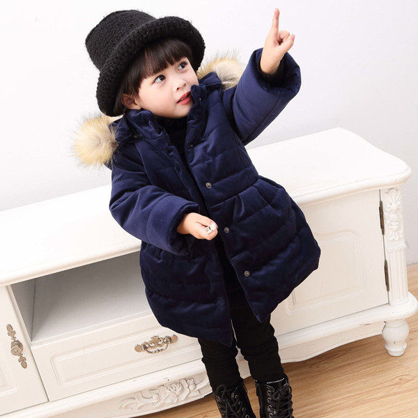 2018 New Children Coat Baby Girls Winter Jackets Fur Hooded Parkas Coats for Girls Clothes Warm Cotton Kids Outerwear Pydownlake