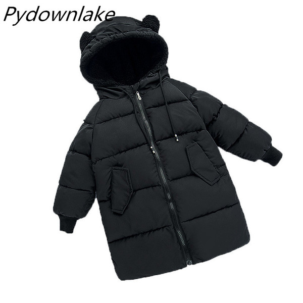 Pydownlake New Children's Cotton Coat Boys' Thickened Winter Jackets Kids Cotton Clothing Girls Hooded Warm Fashion Outwear