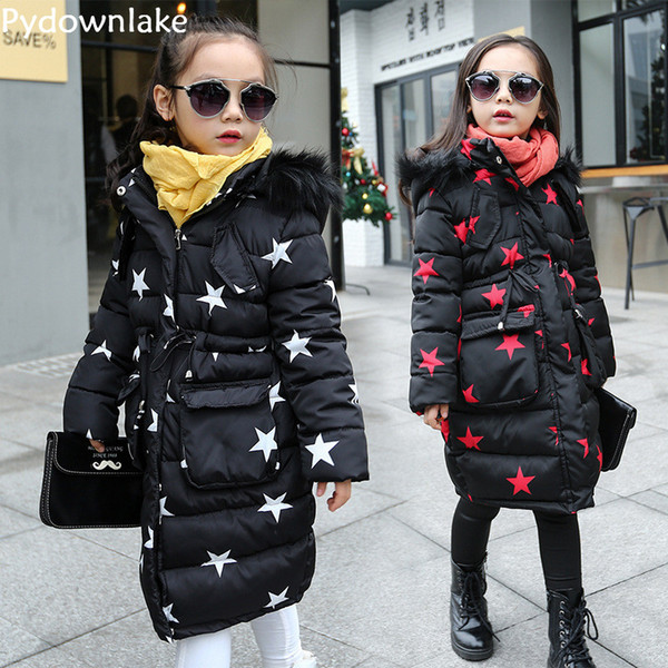 Pydownlake girls jacket winter jackets thickening cotton coat children girl kids clothes coats korean parka 5~14 year birthday