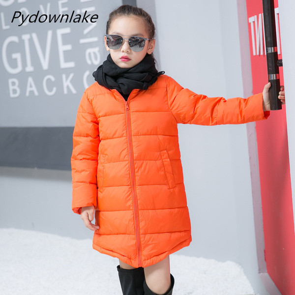 Down Parkas Coat Duck Down Children 2018 New Baby Girl Winter Coat Solid Long Style Girls Parka Coats Warm Baby Girl Coats 5-12T