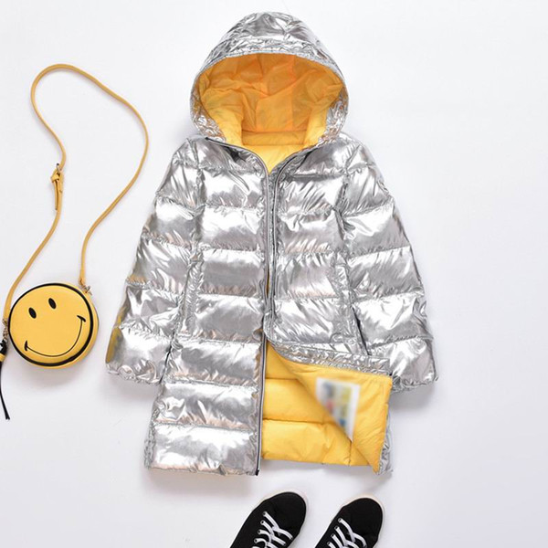 Pydownlake Children Jacket Outerwear Boys Girls Long Pattern Warm Down Hooded Coat Teenage Parka Kids Winter Duck Down Jacket