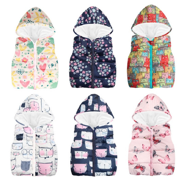 Floral Baby Girls Waistcoat Fleece Children Sleeveless Jacket Clothes Boys Vest Outfits Kids Outwear Overcoat Hoodies Top Fleece