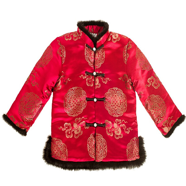 2019 Children Coat Chinese Style Costume Baby Boys Tang Clothes Kids Coats Boy Outfits Outwear Tops Mink Hair Chinese Knot 4-12