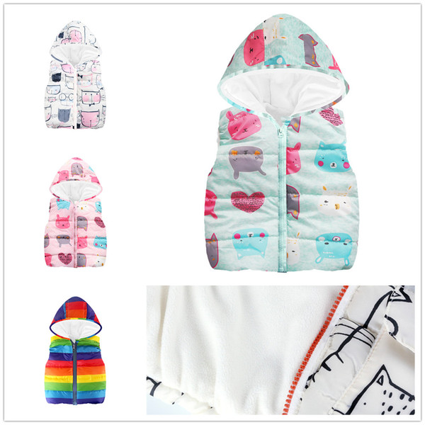 2019 Baby Girl Waistcoat Winter Fleece Children Clothing Girl Vest Coat Outfits Kids Hooded Sleeveless Jacket Tank Tops 2-7Years 30pcs/lot