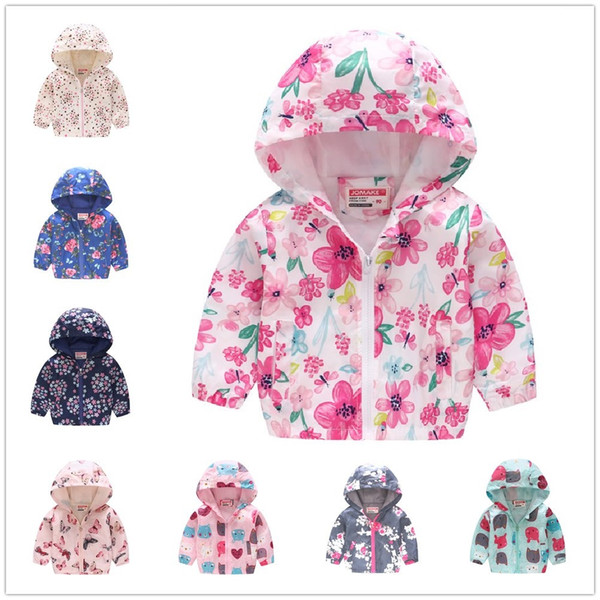 Floral Baby Girl Hooded Jackets Children Clothes Thin Girls Outfits Hoodies Kids Outwear Tops Jumpers Windbreaker Coat Blouses