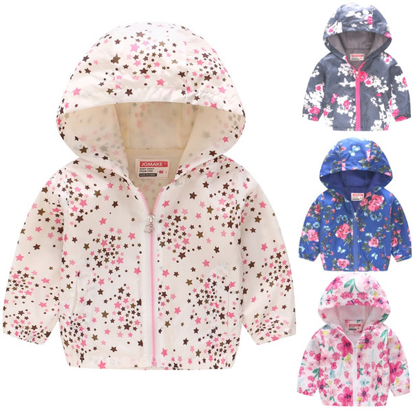 Star Baby Girl Hooded Jackets Children Coats Girls Hoodies Clothes Floral Outfits Kids Outwear Tops Jumpers Windbreaker Shirts