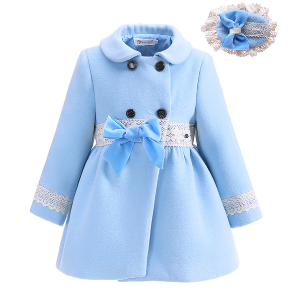 Pettigirl Boutique Autumn Bow Girl Coats With Headwear Overcoats Children Fashion Outerwear Girls Jacket G-DMOC908-1016