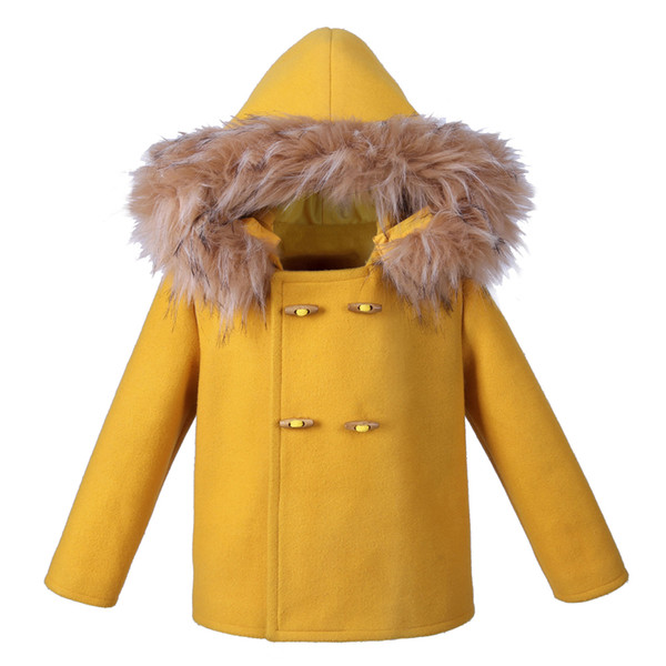 Pettigirl Yellow Boys Coats Faux Fur Hooded Warm Children Winter Clothes Boys Outwear Kids Clothing B-DMOC008-B107