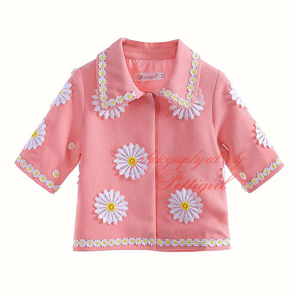 Pettigirl Hot Sale Flower Pattern Cute Baby Girls Coats Autumn Wear Wholesale Pink Fashion Children Outerwear OC90225-646F